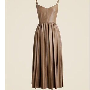 NWT J Crew Pleated Faux Leather Midi Dress